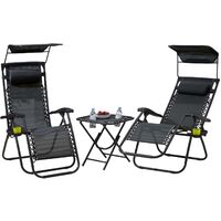 Neo Black Folding Zero Gravity Garden Chairs and Table Set