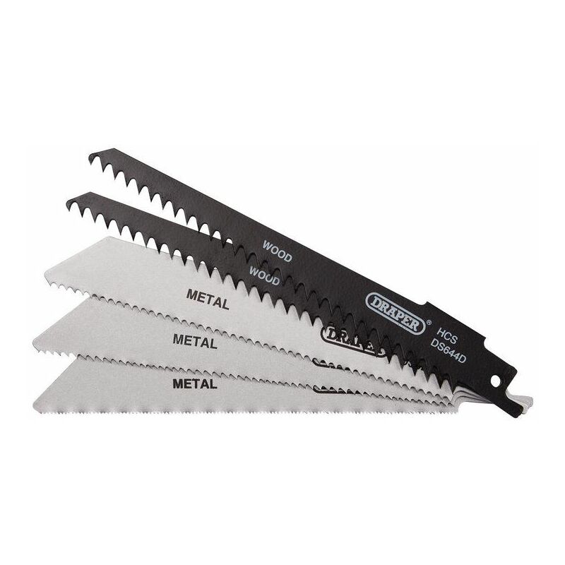 Reciprocating Saw Blades for Wood and Plastic Cutting, 150mm, 6tpi (Pack of  5) (43430)