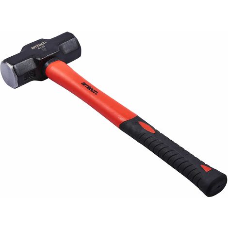4LB LUMP SLEDGE HAMMER 1.8kg WITH FIBREGLASS SHAFT RUBBER GRIP HANDLE A2125