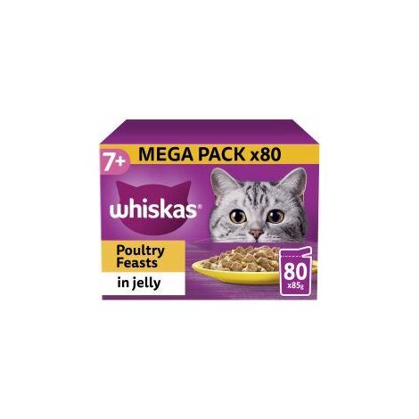 Whiskas 7+ Poultry Feasts Senior Wet Cat Food Pouches in Jel - 85g - 811976