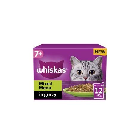 Whiskas 7+ Mixed Menu Senior Wet Cat Food Pouches in Gravy 1 - 85g - 811948