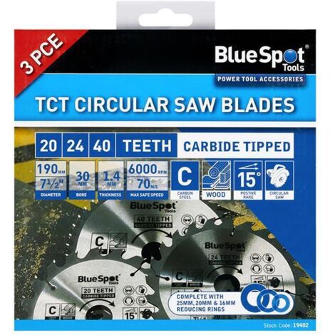 190mm Circular Saw Blade Set, 3 Piece - B/S19402 (1/2)