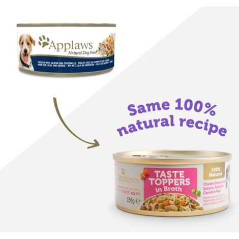 Applaws Taste Toppers Natural Wet Dog Food Chicken with Salmon and Vegetables in Broth 156g Tin - 267115 (1/5)