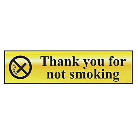Thank You For Not Smoking - Polished Brass Effect 200 x 50mm SCA6001 (1/2)