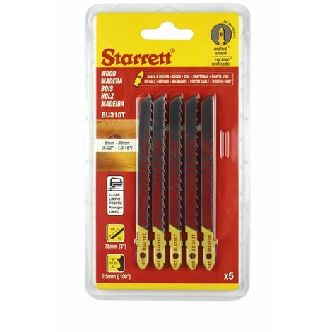 Starrett SA320 BU310T-5 Wood Cutting Jigsaw Blades Pack of 5 STRBU310T5