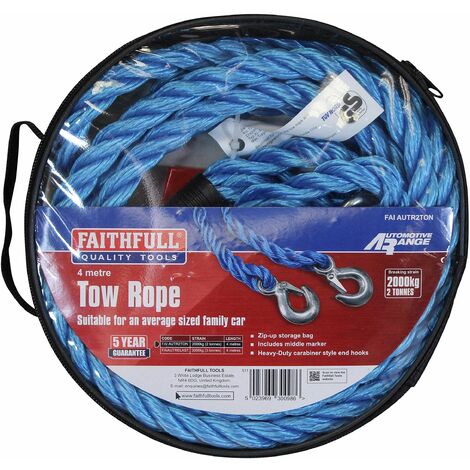 Tow Rope 4m Metal Hooks 2 Tonne FAIAUTR2TON