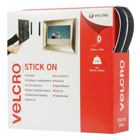 VELCRO� Brand Stick On Tape 20mm x 10m Black VEL60220