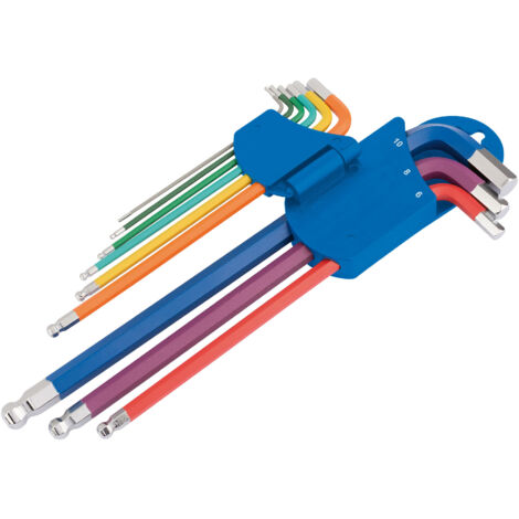Draper Metric Coloured Extra Long Hexagon and Ball End Key Set (9 Piece) (66134) (1/5)