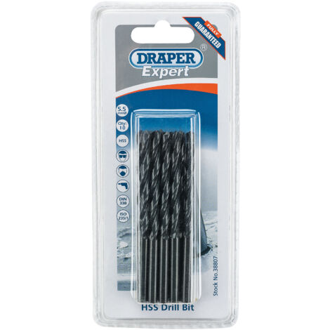 Draper Expert 5.5mm HSS Drills Card Of 10 (38807) (1/5)
