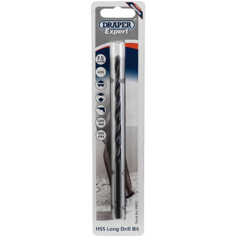 Draper Expert 7.5 X 157mm HSS Extra Long Drill Bit (39052)