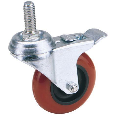 Draper 75mm Dia. Swivel Bolt Fixing Polyurethane Wheel with Brake - S.W.L. 70Kg (65516) (1/5)