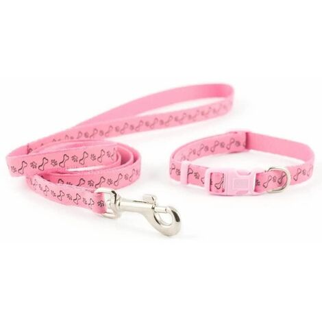 Ancol Paw & Bone Collar & Lead Set Pink - sgl - 220608 (1/5)