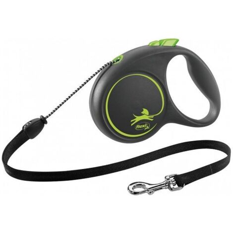 Flexi BLACK Design Cord Retractable Dog Lead - Green(M: 5m (up to: 20kg))