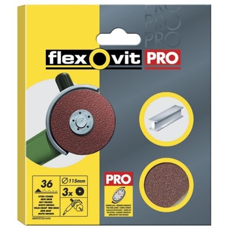 Flexovit 63642527531 Aluminium Oxide Fibre Disc 115mm Extra Coarse 36G Pack 3 FLV27531 (1/3)
