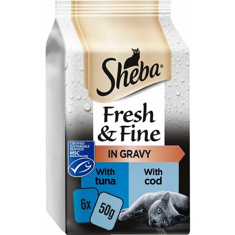 Sheba Fresh & Fine in Gravy Mini Pouches 6 x 50g - Duck & Turkey