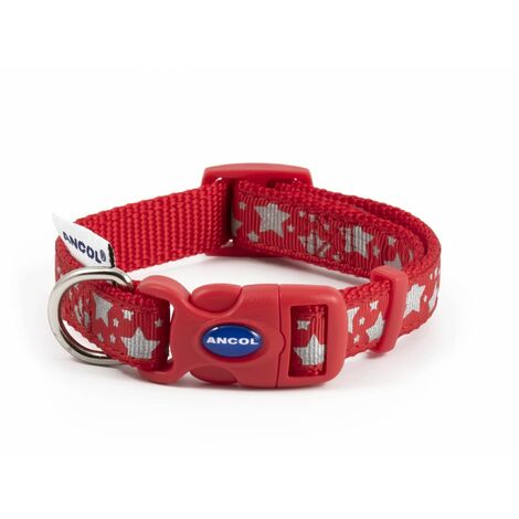 Ancol Fashion Reflective Stars Red Adj Collar 20-30cm - 36521 (1/4)