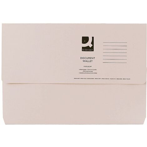 Q-Connect Document Wallets Foolscap Buff Pack of 50 KF23010