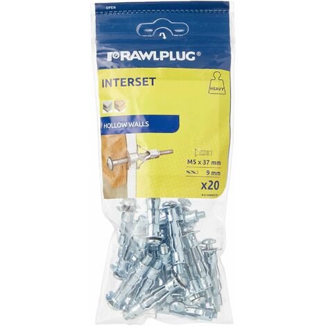 Rawlplug R-S1-SM05037/20 Interset Cavity Fixings & Screws M5 x 40 Trade Pack of 20 RAW41637