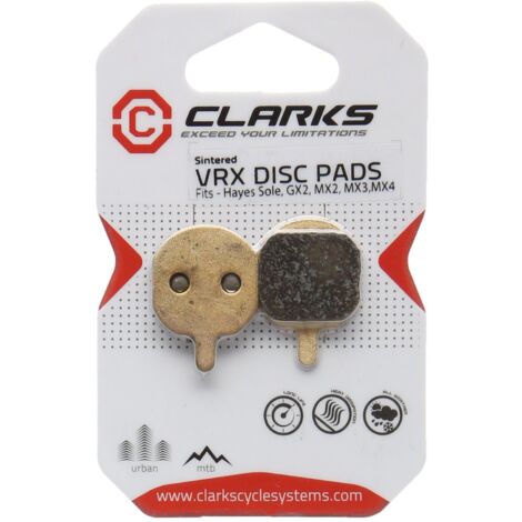 CLARKS SINTERED DISC BRAKE PADS W/CARBON FOR HAYES SOLE/GX-2/MX (2/3/4):  VRX828C