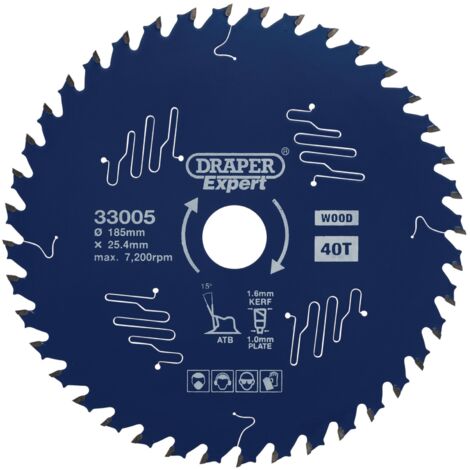 Draper Expert TCT Circular Saw Blade for Wood with PTFE Coating, 185 x 25.4mm, 40T (33005) (1/5)