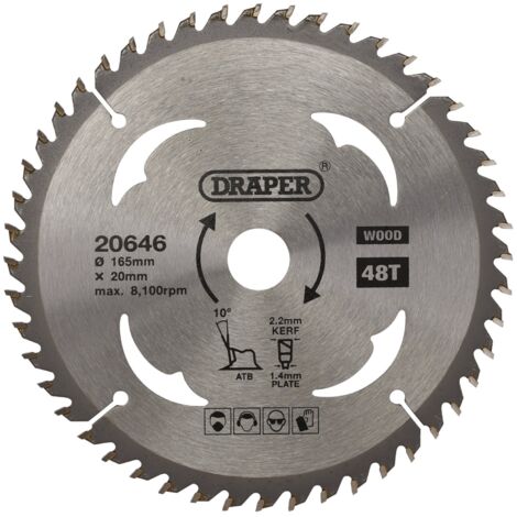 TCT Circular Saw Blade for Wood, 165 x 20mm, 48T (20646) (1/5)