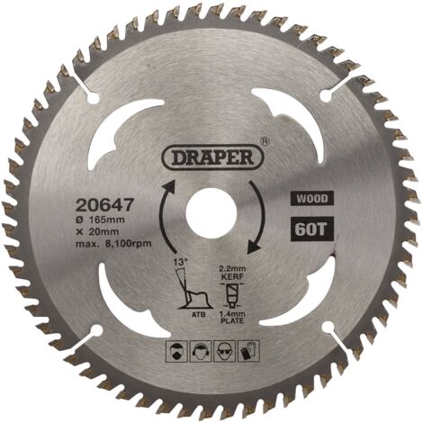 TCT Circular Saw Blade for Wood, 165 x 20mm, 60T (20647) (1/5)