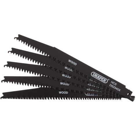 Reciprocating Saw Blades for Wood and Plastic Cutting, 200mm, 6-10tpi (Pack of 5) (43063) (1/5)