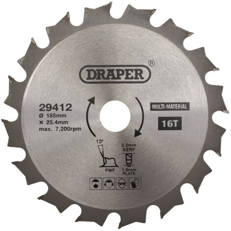 TCT Multi-Purpose Circular Saw Blade, 185 x 25.4mm, 16T (29412) (1/5)