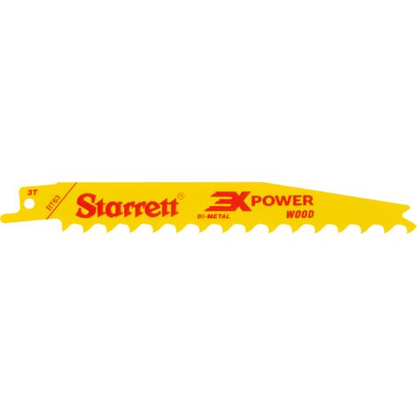 Starrett BT63-5 Bi-Metal Reciprocating Blade, Wood Tapered 152mm 3 TPI Pack 5 (1/3)