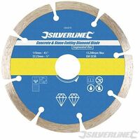 Silverline Concrete & Stone Cutting Diamond Blade 115x22.23mm Segment Rim 394979