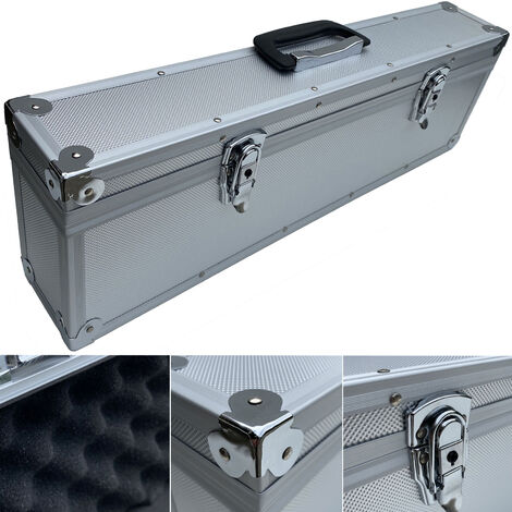 ECI® Aluminium Koffer Silber mit Würfelschaum Entnehmbarer Deckel  Alu-Koffer Werkzeugkoffer LxBxH 710 x155 x 240 mm