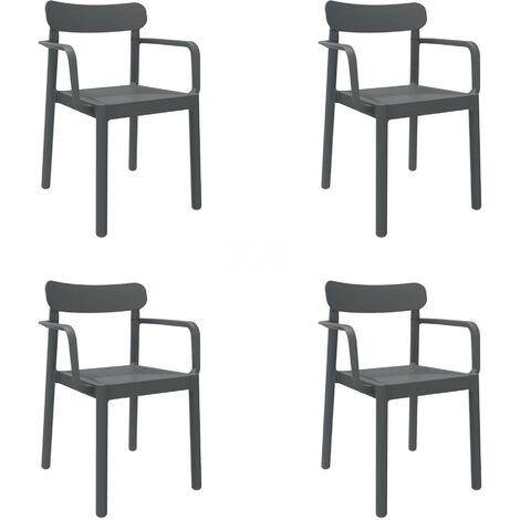 garbar ELBA Set 4 Silla Con Brazos Interior, Exterior Gris Oscuro