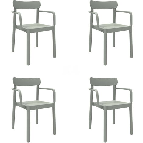 garbar ELBA Set 4 Silla Con Brazos Interior, Exterior Gris Verdoso