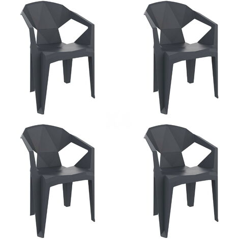 garbar DELTA Set 4 Silla Con Brazos Interior, Exterior Gris Oscuro