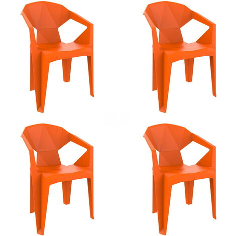 garbar DELTA Set 4 Silla Con Brazos Interior, Exterior Naranja