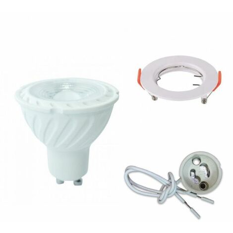 Samsung Kit V-TAC Faretto LED GU10 6,5W 3000K + Portalampada + Portafaretto foro 60mm - 192 - 6640 - 3423