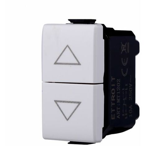 Ettroit serie Solar Interruttore Interblocco Doppio Saliscendi Tapparella 1p + 1p 16A Compatibile Bticino Matix - MT1204