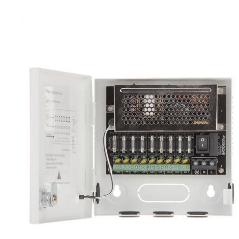Dahua Alimentatore box 9 uscite con morsetti 12V 2.5A carico massimo 5A - PFM341-9CH