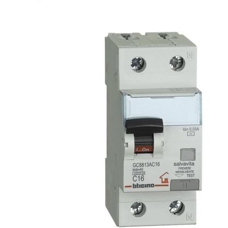 Bticino Interruttore Magnetotermico Differenziale 16A 1P+N tipo AC - GC8813AC16
