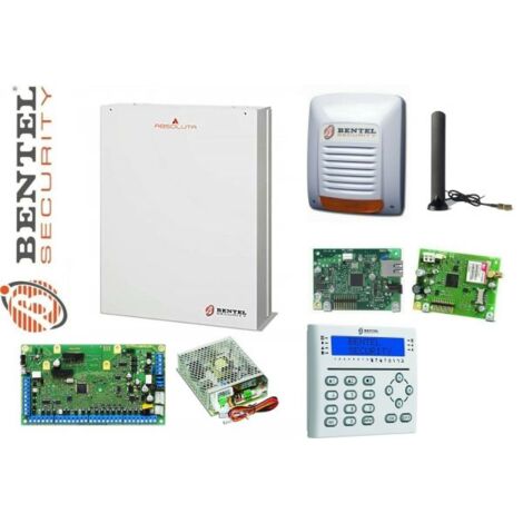 Bentel Security Kit Absoluta Plus 18 + Box-M+ Sirena + IP + GSM + Tastiera + Alim.2.6A - ABS-18-I