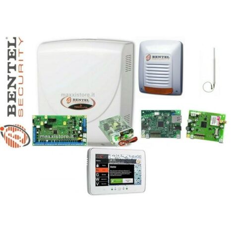Bentel Security Kit Absoluta Plus 18 + Box + Sirena + IP + GSM + Tastiera Touch + Alim.2.6A - ABS-18-M