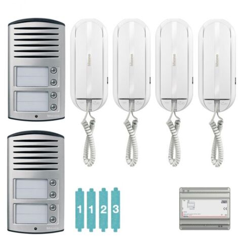 Bticino Kit citofono Quadrifamiliare doppio ingresso Sprint a 2 fili - 4 chiamate - 366821/4
