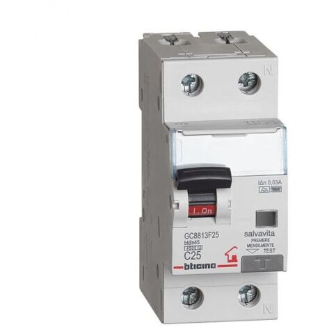 Bticino magnetotermico differenzenziale F 1P+N 25A 4500A 30mA - GC8813F25