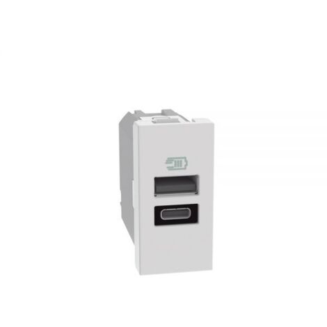 Bticino MatixGo Caricatore USB con una porta tipo A e una tipo C - 15W Bianco - JW4191AC