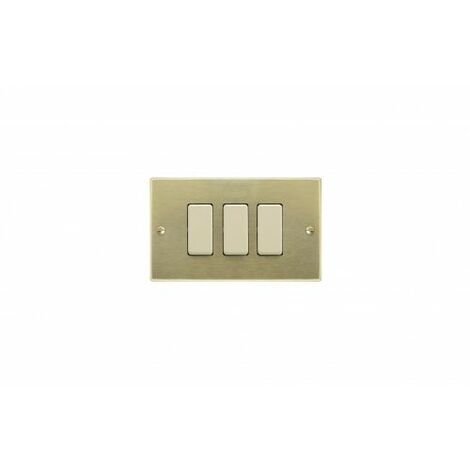 FEB Placca alluminio champagne 3 posti 3 foro compatibile Bticino Magic 503 - 2503