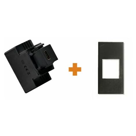 Fanton caricatore 1 USB-C 3A Ricarica rapida 18W da incasso axolute nero grigio scuro - 82902