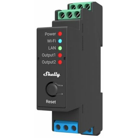 Shelly PRO 2PM con misurazione della potenza guida DIN connessione Wi-Fi, LAN e Bluetooth