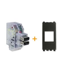 Fanton caricatore doppia presa USB AA 5V 2,4A Compatibile Vimar Eikon Nero