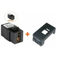 Keystone presa HDMI da incasso femmina-femmina compatibile Gewiss System nera