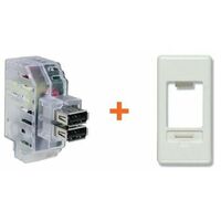 Fanton caricatore doppia presa USB A 5V 2,4A compatibile Gewiss System bianca - 82892-GS